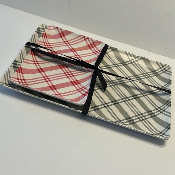 Hearth & Hand 2023 Holiday Collection Plaid Melamine 2 Piece Serving Tray Set - Picture 9 of 14
